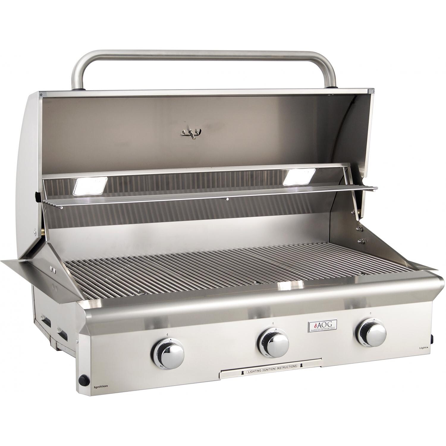 American Outdoor Grill L-Series 36-Inch 3-Burner Built-In Natural Gas Grill - Hood Open thumbnail