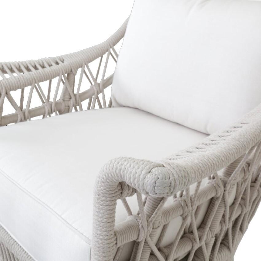 Dana Woven Rope Wing Club Chair w/ Self Welt in Natural/Canvas Granite by Sunset West - Seat - Detail thumbnail