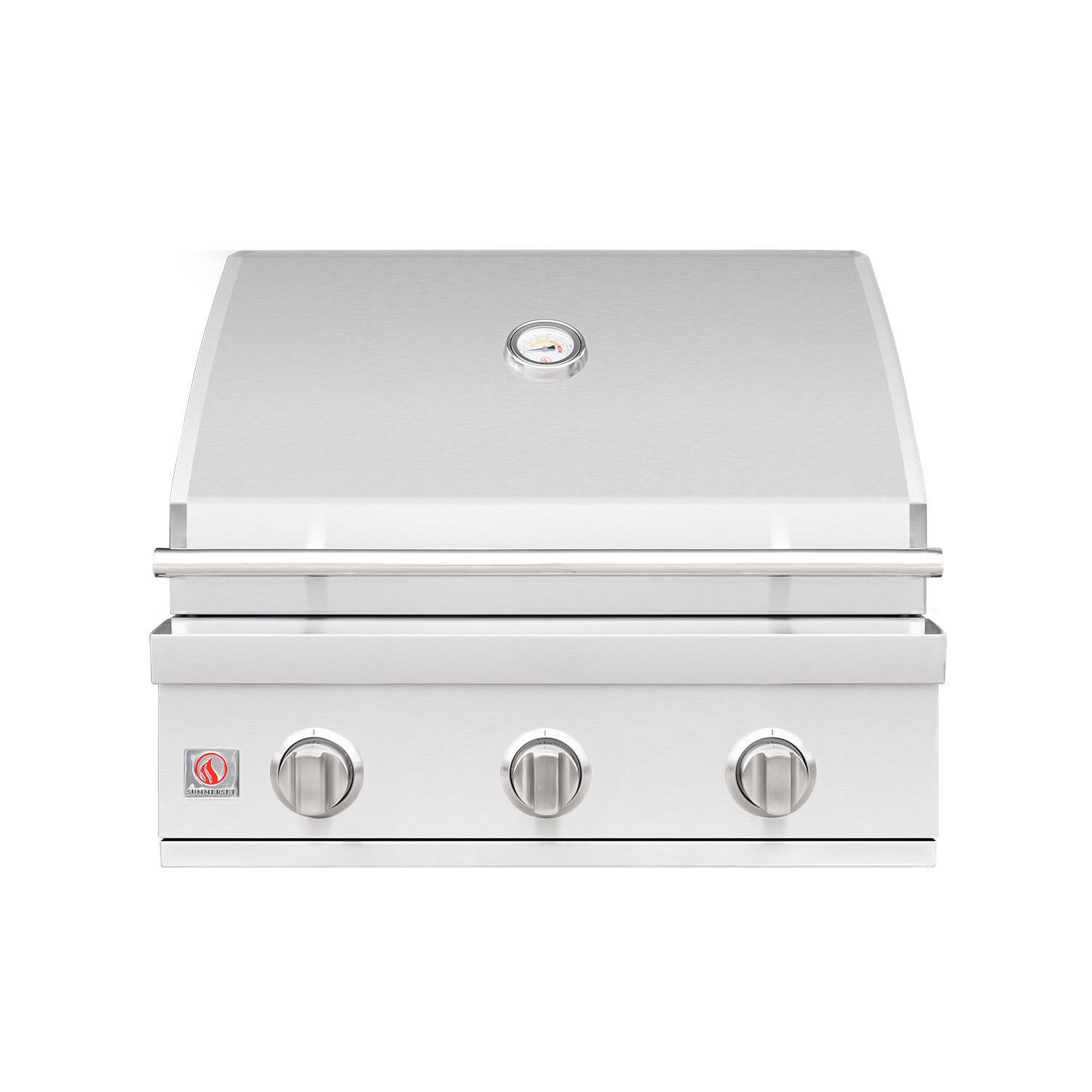Summerset SIZ25-NG Sizzler 25-in 3 Burner Built-In Natural Gas Grill - Hood Closed - White Background thumbnail
