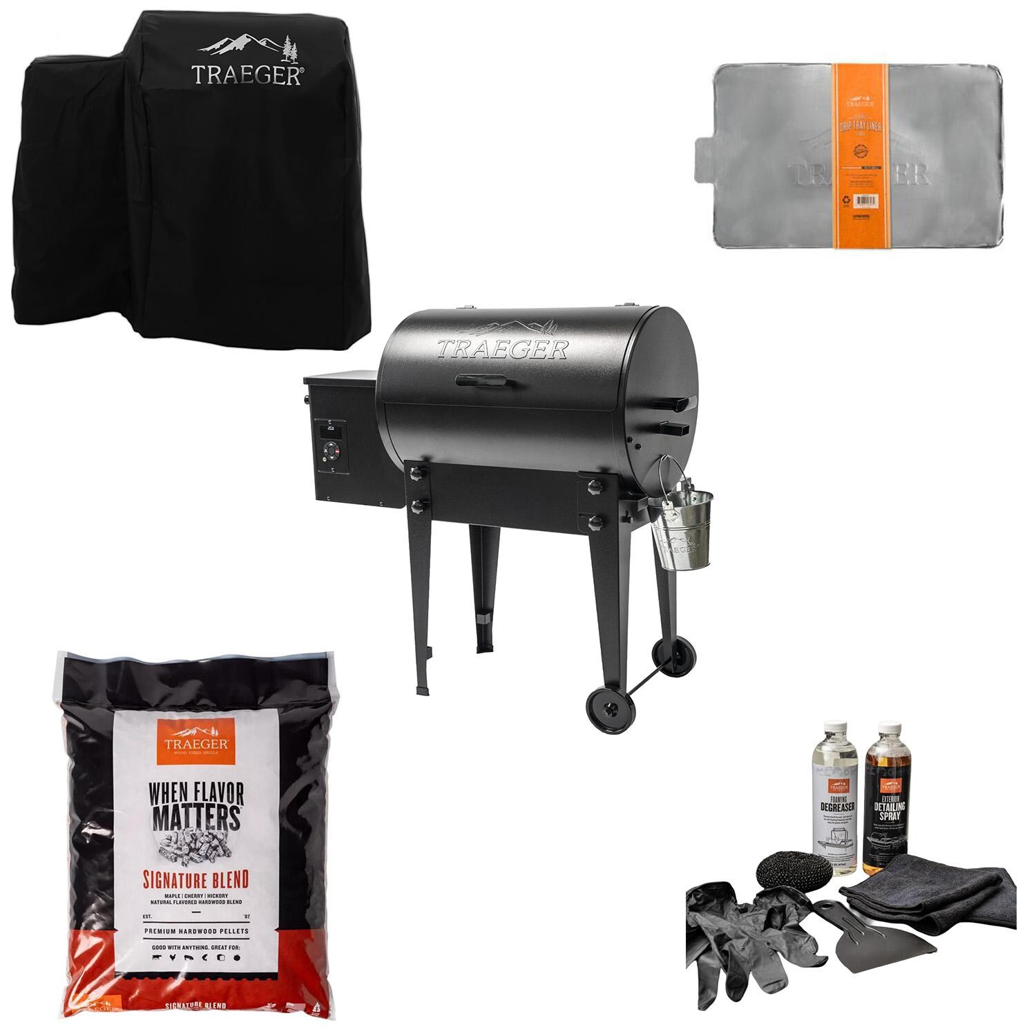 Traeger Tailgater 20 Portable Wood Pellet Grill - Black 5 Pc Bundle