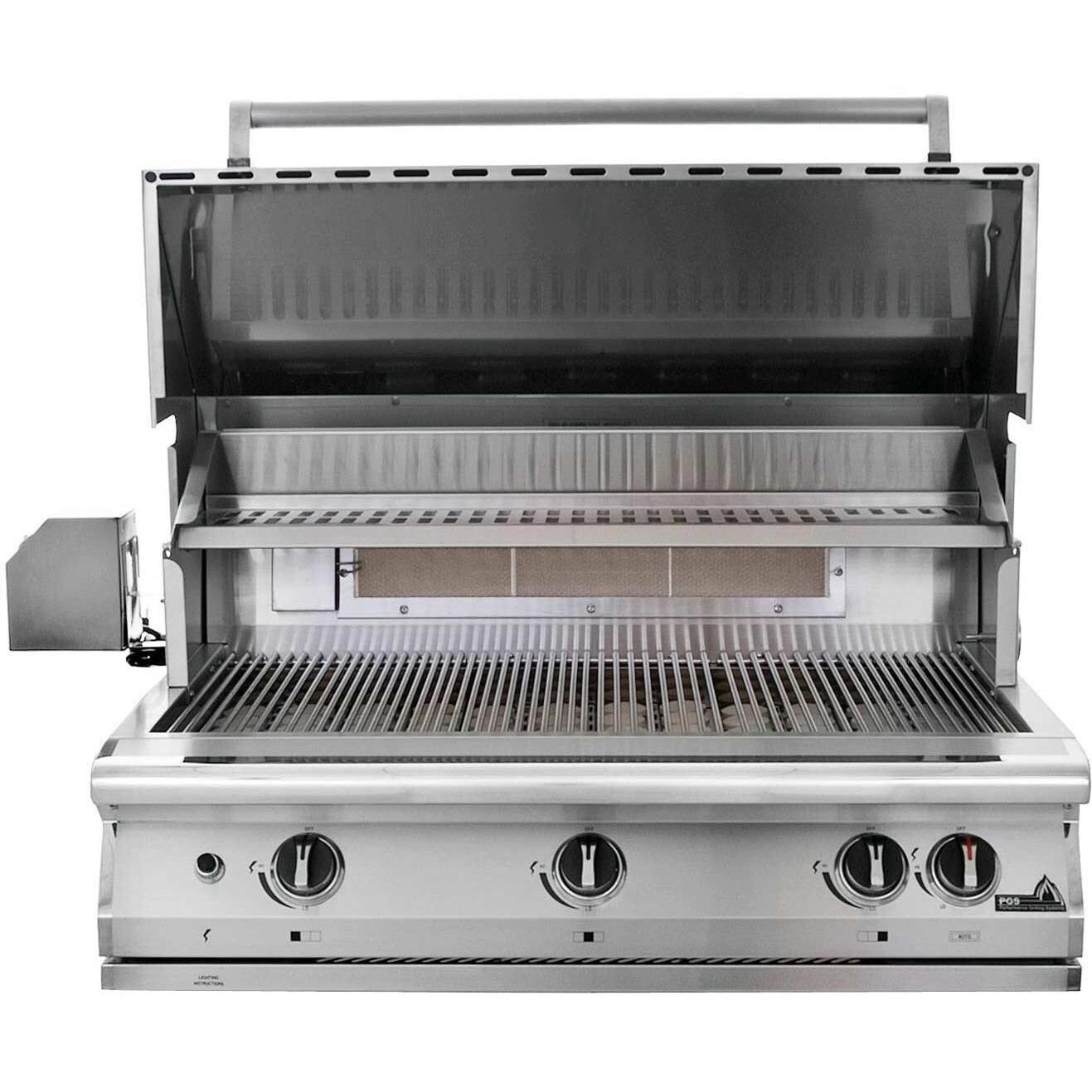 PGS Legacy Pacifica Gourmet 39 Inch Built-In Gas Grill w/ Lid Open thumbnail