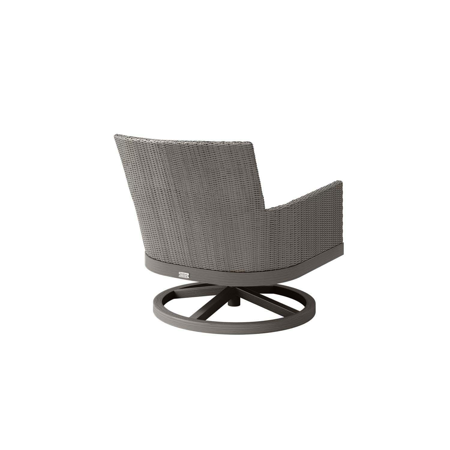 Siena Wicker & Aluminum Club Chair Swivel Rocker in Fog/Smoke By Ebel - Back View - White Background thumbnail