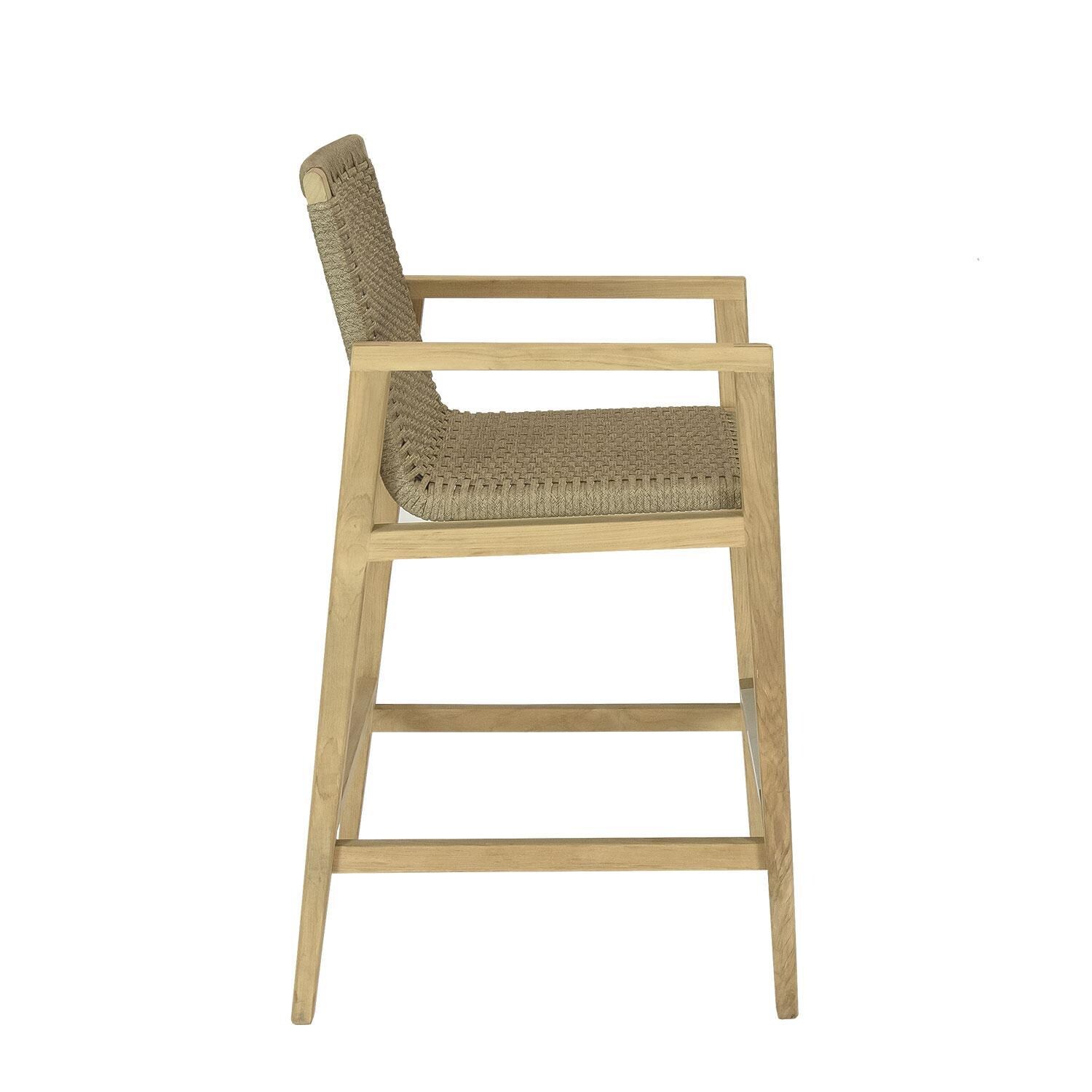 Admiral Rope Bar Chair in Brown Sand by Royal Teak Collection - Side View - White Background thumbnail