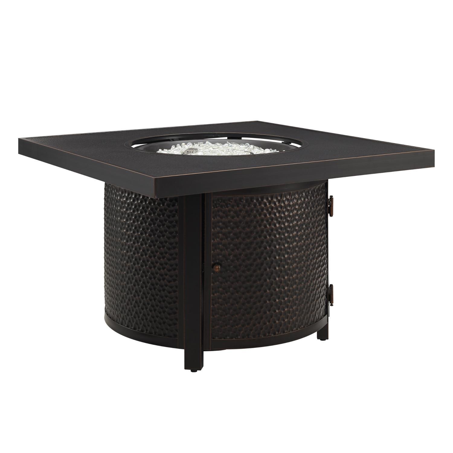 Ultimate Patio 63227-NG La flore 42-Inch Square Aluminum Natural Gas Fire Pit - Full View Open thumbnail