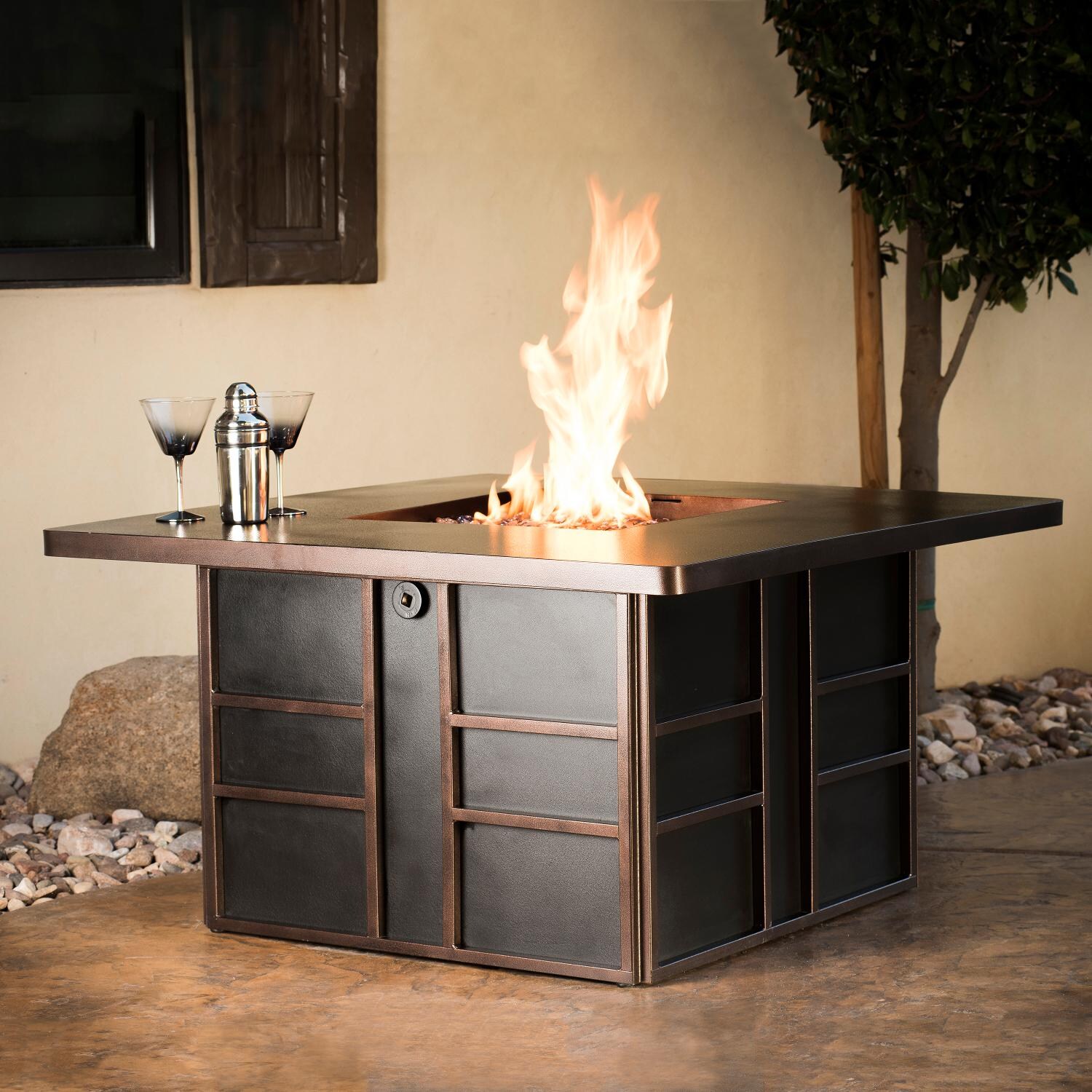 CC Products Stalwart Night 48-Inch Square Natural Gas Fire Table - Black Finish - C1039