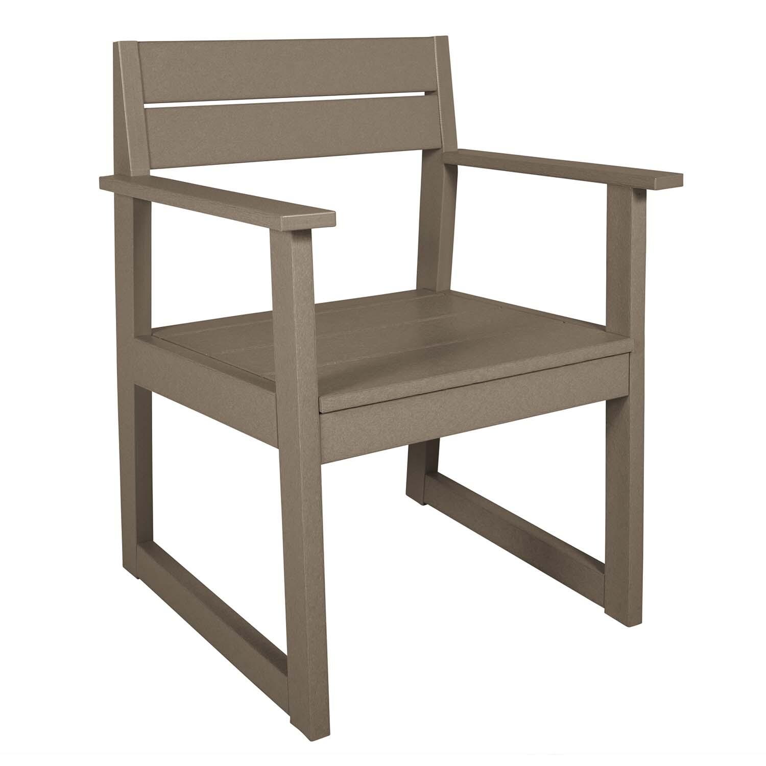 Hazel Cove Recycled Plastic Dining Arm Chair in Cabana Tan by Lakeview Outdoor Designs - Left Angled - White Background thumbnail