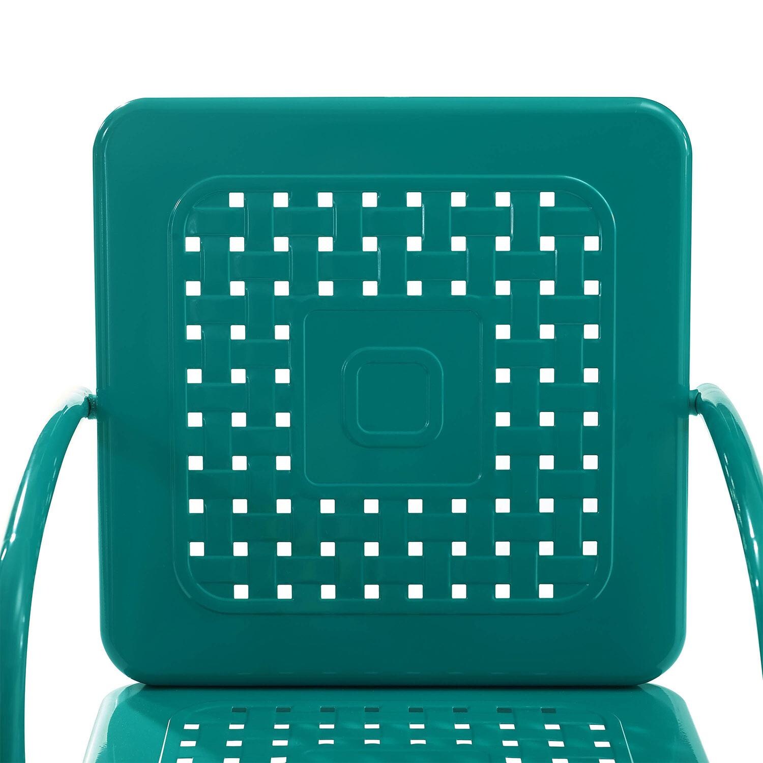 Ultimate Patio UP-32242TU 3Pc Retro Outdoor Bistro Set in Turquoise - Back Rest - Detail thumbnail