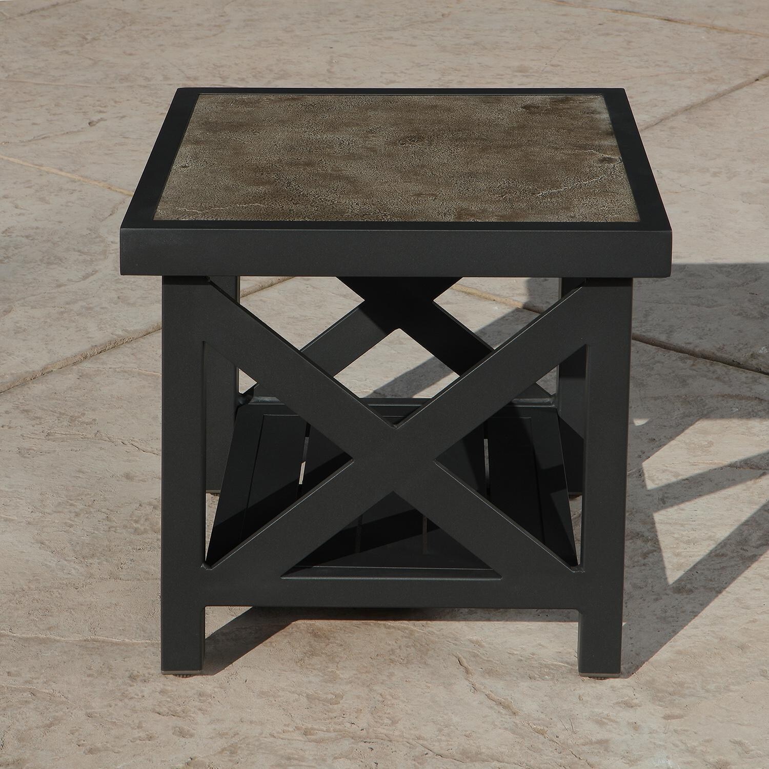 Lakeview Outdoor Designs Lake Charles 6 Piece Aluminum Patio Conversation Set - Patio End Table Side thumbnail