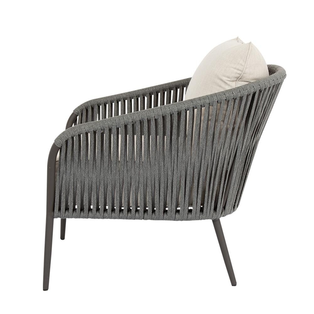 Sunset West - 4201-21-57005 - Florence Olefin Rope & Aluminum Patio Club Chair W/ Sunbrella Echo Ash Cushions - Side View thumbnail