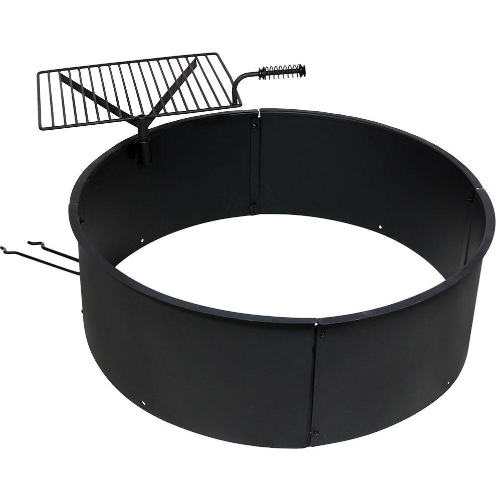 Ultimate Patio 36-Inch Steel Campfire Ring w/ Rotating Cooking Grate - Grate Rotated thumbnail