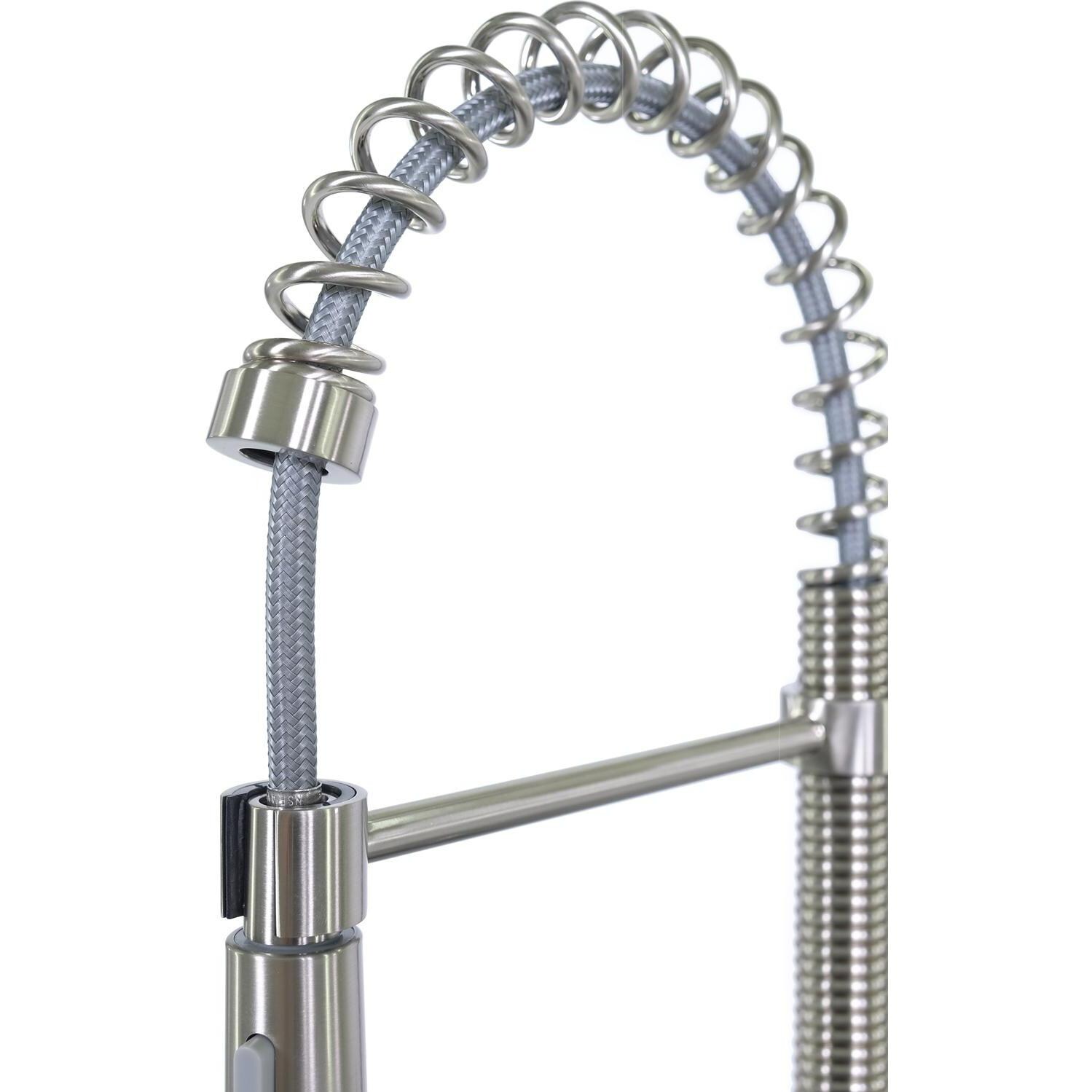 BBQGuys Signature - BBQ-N88503B2-BN - Single Handle Pull-Down Coil Spring Faucet - Hose Closeup thumbnail