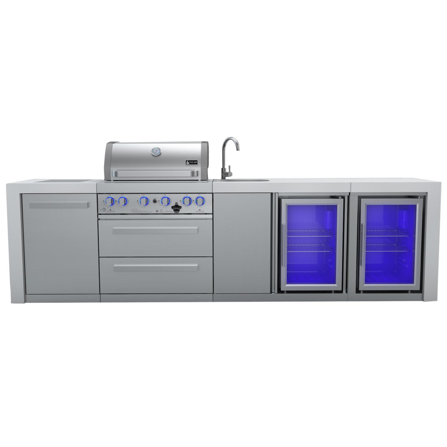 Mont Alpi - MAi400-DBEVFC - Mont Alpi 400 Deluxe Gas Island Grill W/ Beverage Center, Refrigerator Cabinet, Infrared Side Burner, & Rotisserie Kit - White Background thumbnail