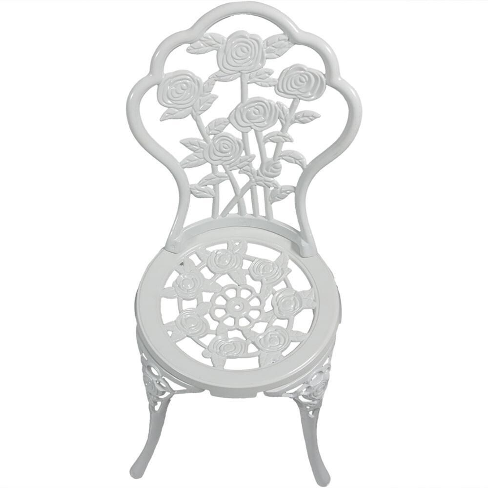 Ultimate Patio 3-Piece White Flower Designed Cast Aluminum Bistro Set - Chair Detail thumbnail