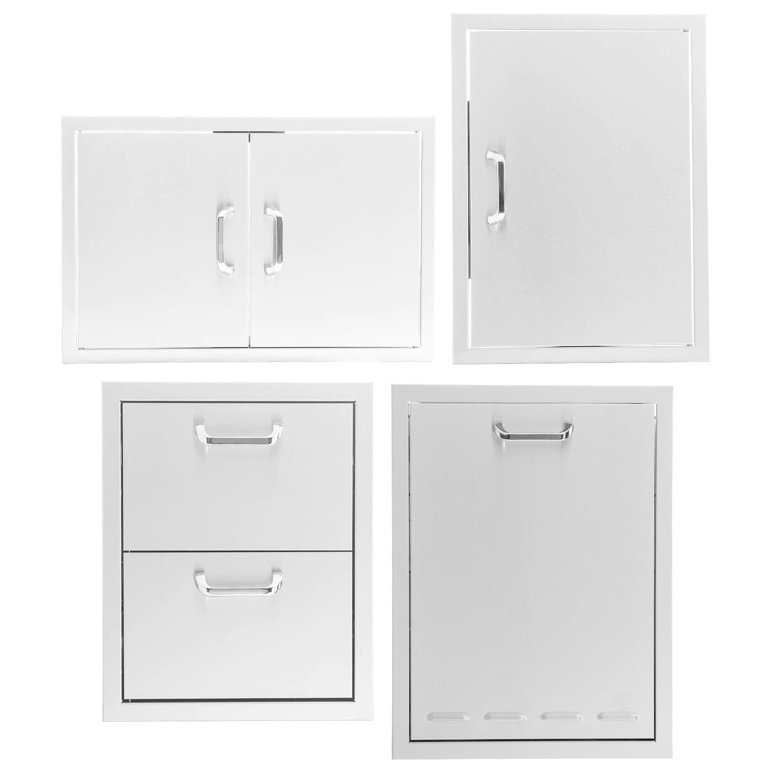 BBQGuys Signature 4 Pc 32-in Contempo/Traditional Double Access Door Outdoor Kitchen Storage Package - Traditional - White Background thumbnail