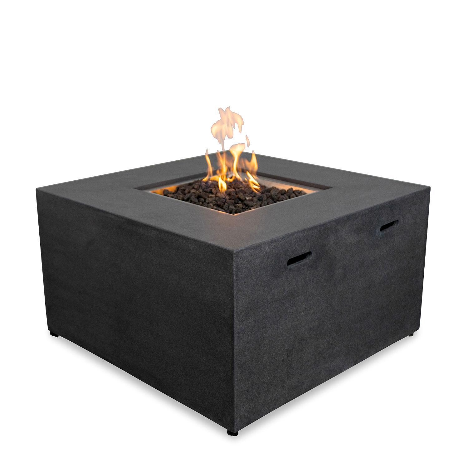 Glenwood 42-in Square Concrete Propane Fire Pit in Graphite by Lakeview Outdoor Designs - Angled - White Background thumbnail