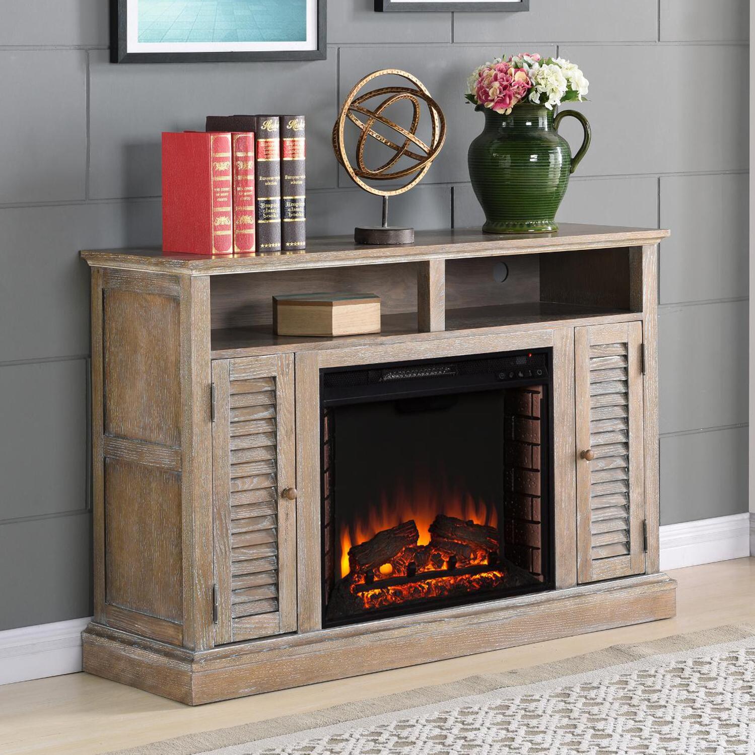 Southern Enterprises Antebellum 48-Inch Electric Fireplace Media Console - Burnt Oak - FE9335 thumbnail
