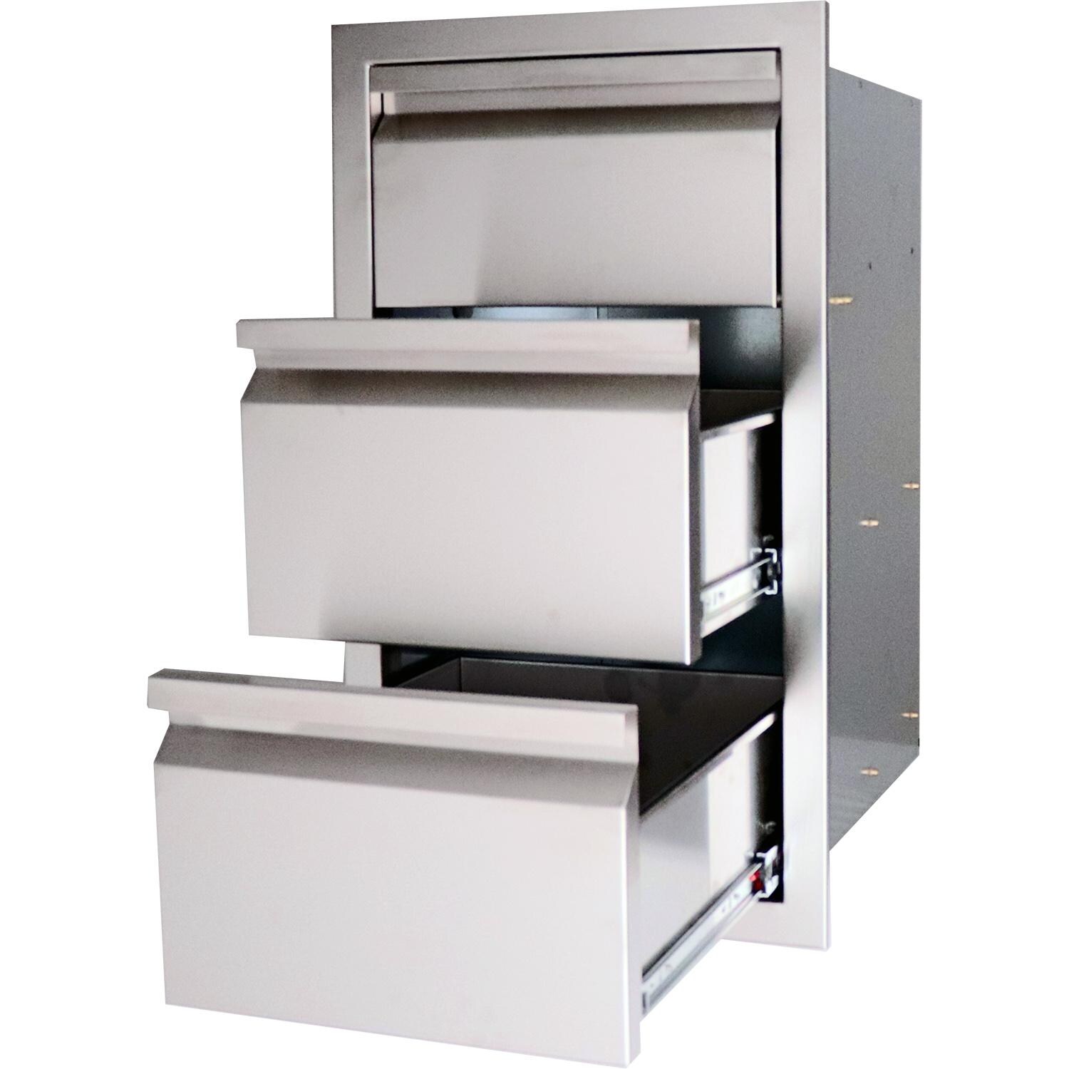 RCS Valiant Series 17-Inch Stainless Steel Double Access Drawer & Paper Towel Dispenser - Double Drawers Open thumbnail