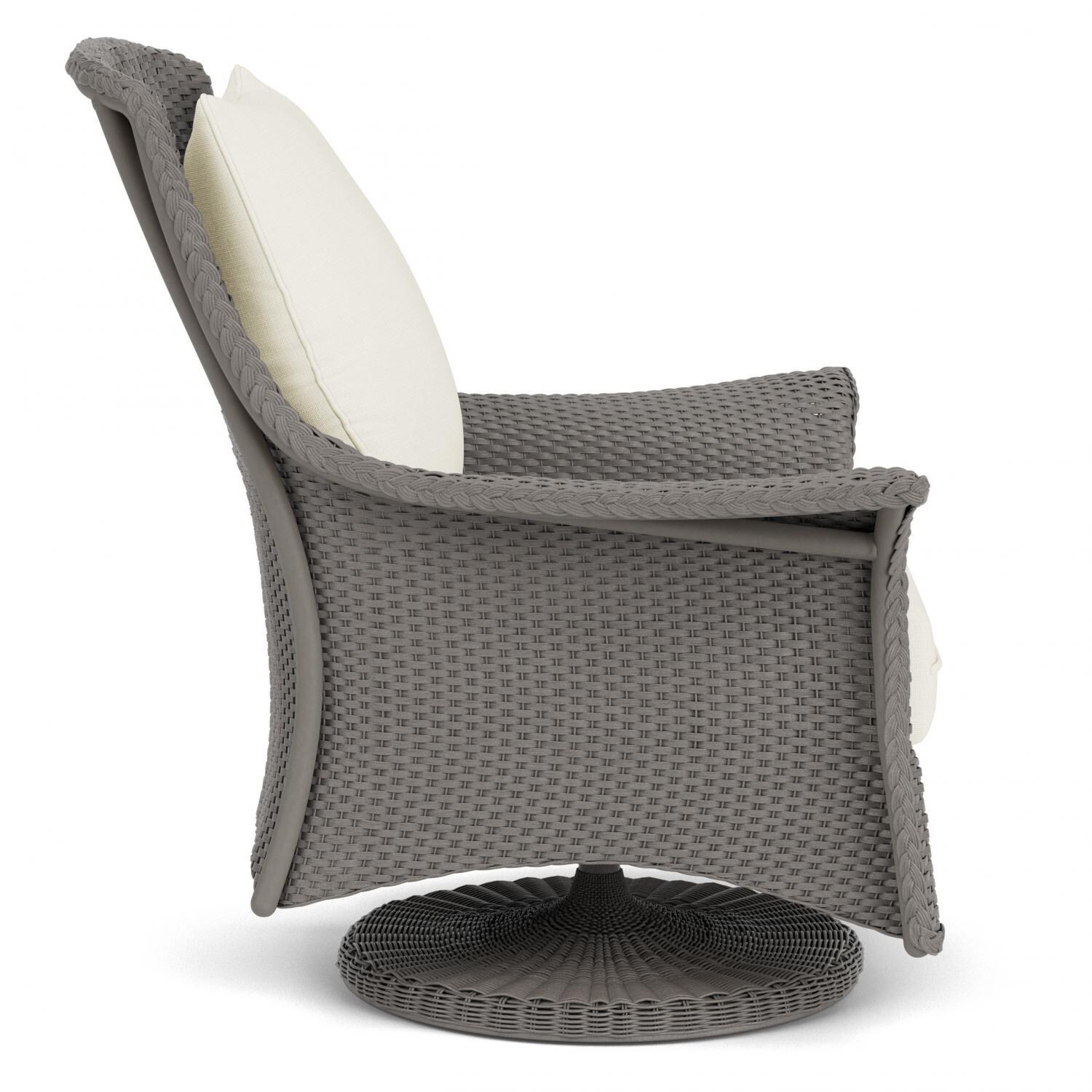 Lloyd Flanders Mandalay Swivel Rocker Lounge Chair in Pewter Finish with Sailcloth Salt fabric - Side thumbnail