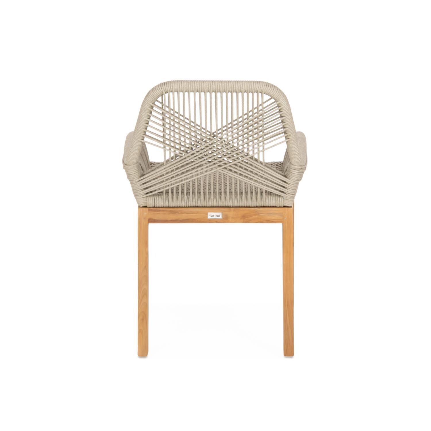 Teak + Table Breeze Olefin Rope & Teak Patio Dining Chair in Dune - Chair Back - White Background thumbnail
