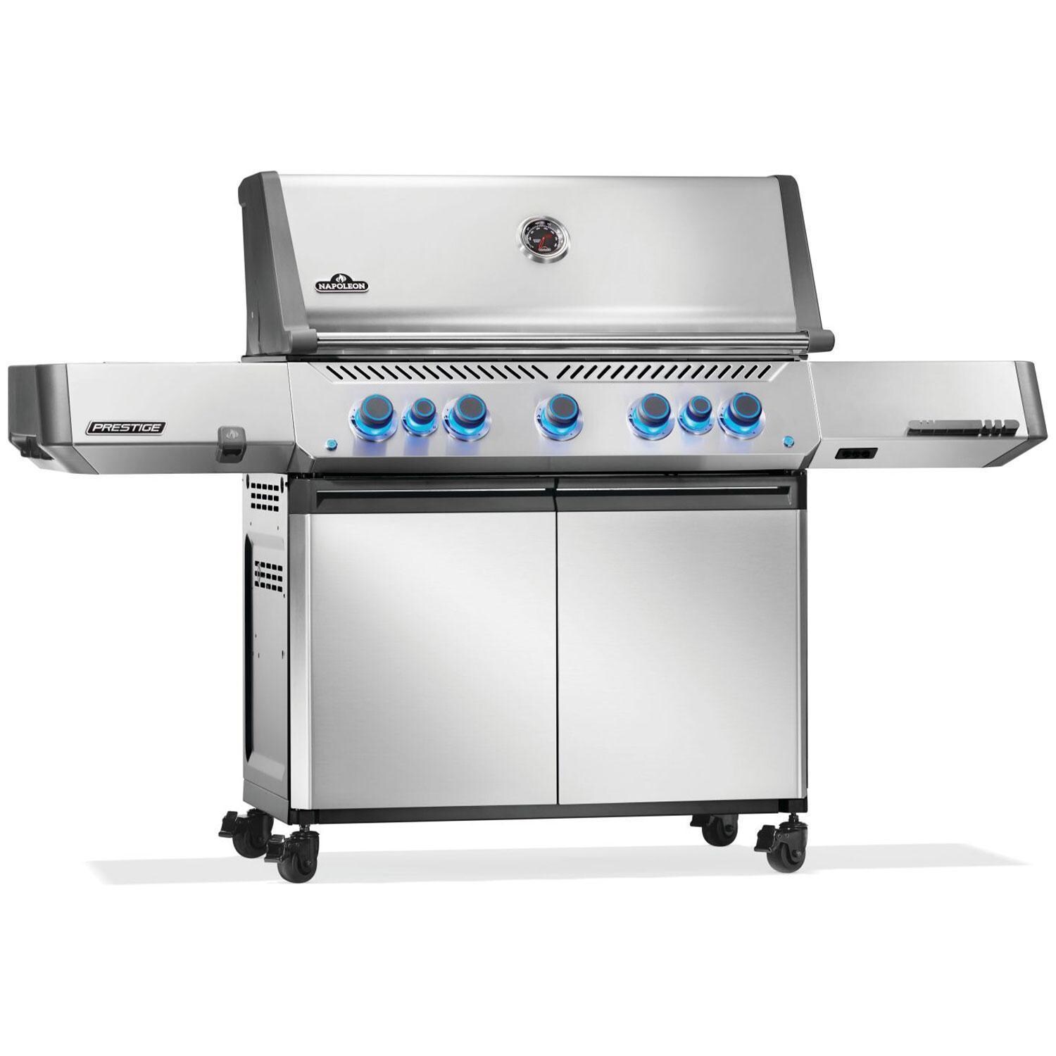 Napoleon P665VRSIBNSS Prestige 665 Propane Gas Grill w/ Infrared Side & Rear Burner - Stainless Steel - Right Angle - White Background thumbnail