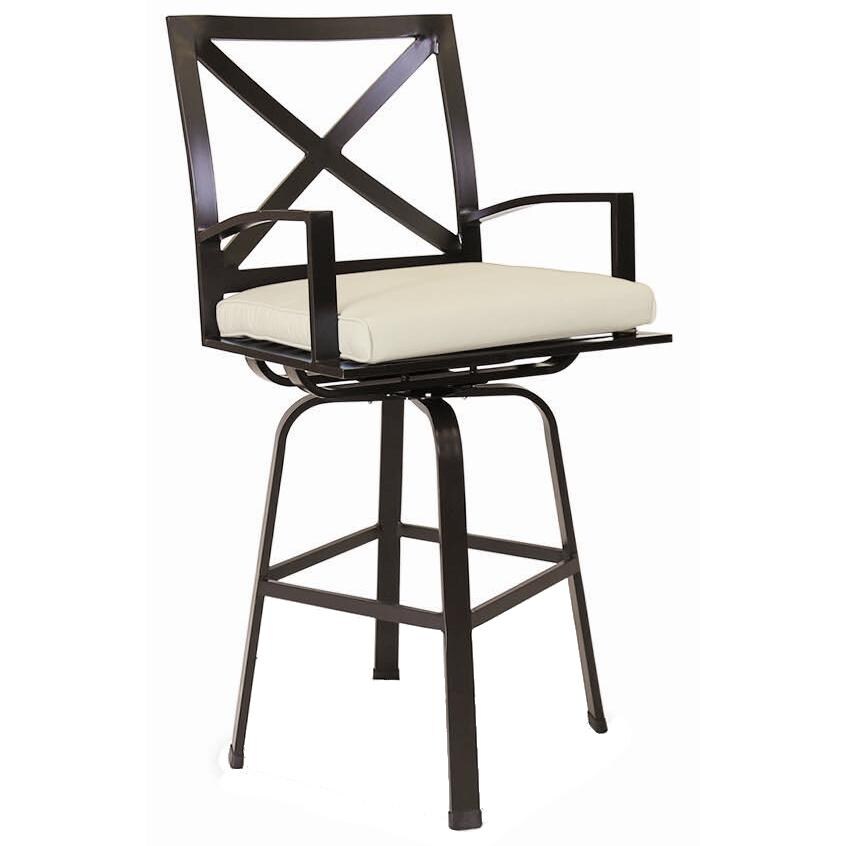 La Jolla Aluminum Patio Counter Height Swivel Bar Stool W/ Sunbrella Canvas Flax Cushion By Sunset West thumbnail