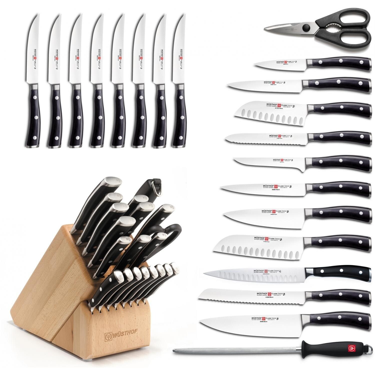 Wusthof Classic Ikon 22Piece Mega Knife Block Set Natural BBQGuys