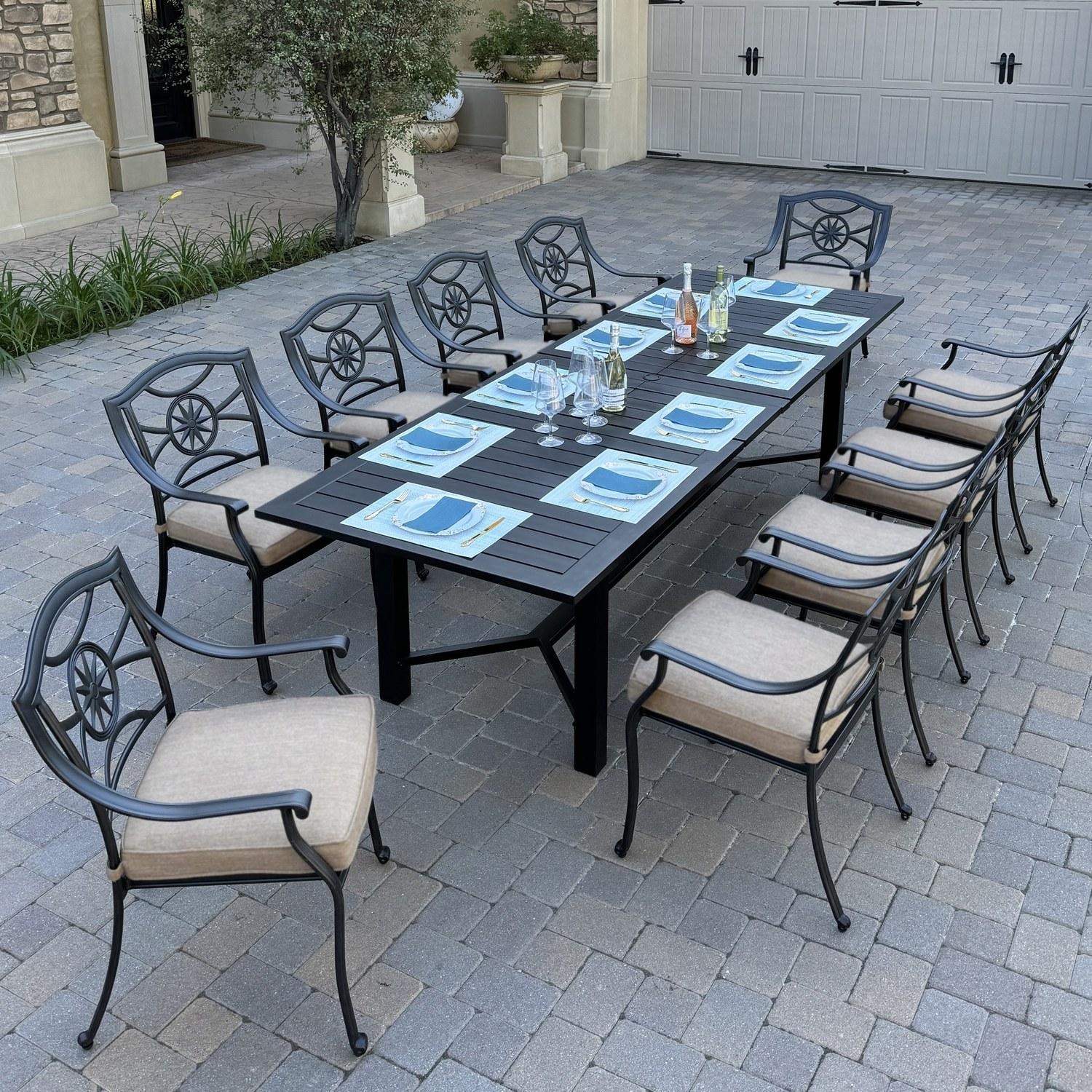 Darlee Ten Star 11 Pc Cast Aluminum Dining Set in Antique Bronze By - B/DL503-11PCD-2350LE