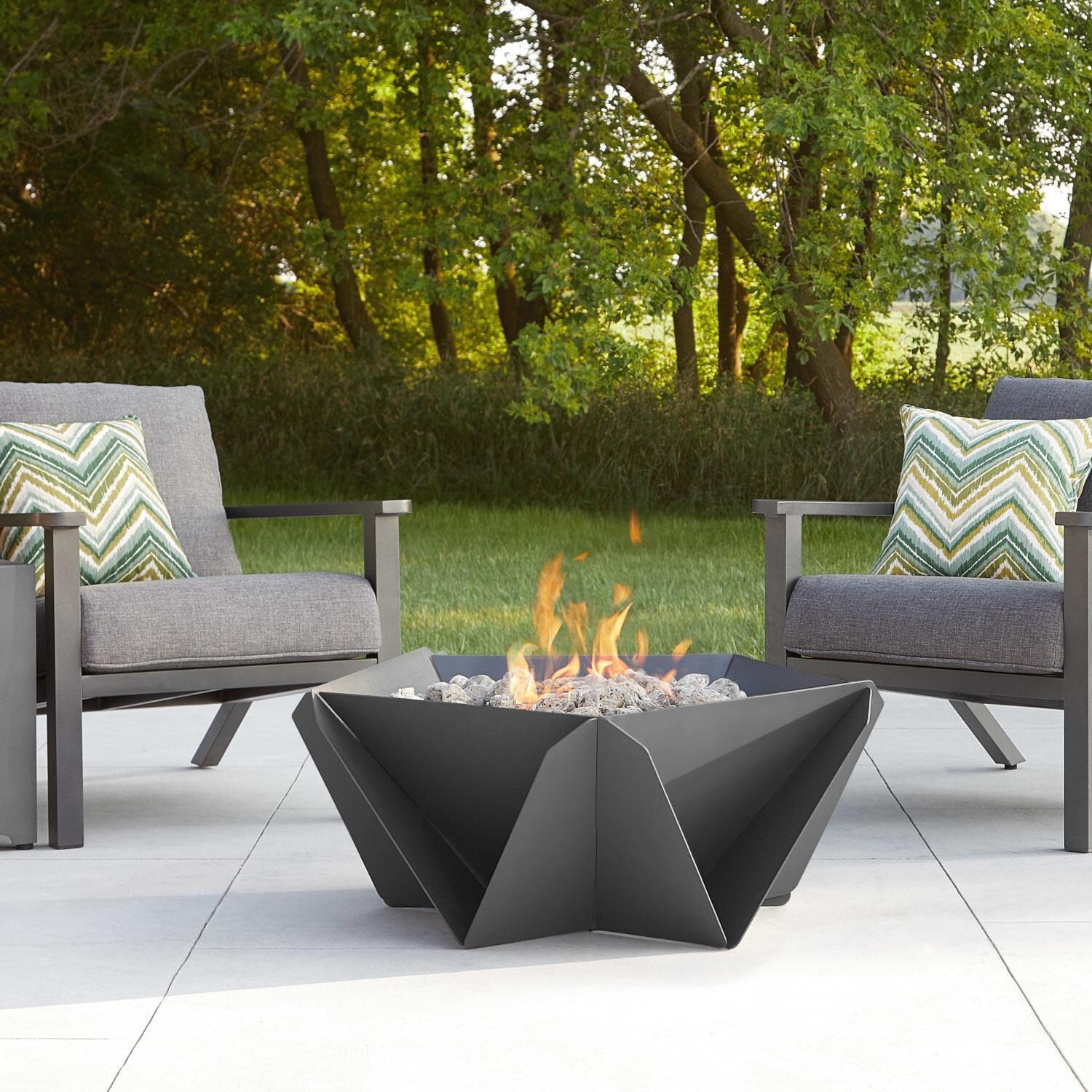 Real Flame Hartsel 32 1/2-Inch Pentagon Propane Gas Fire Bowl - Weathered Slate - 11775LP-WSLT image