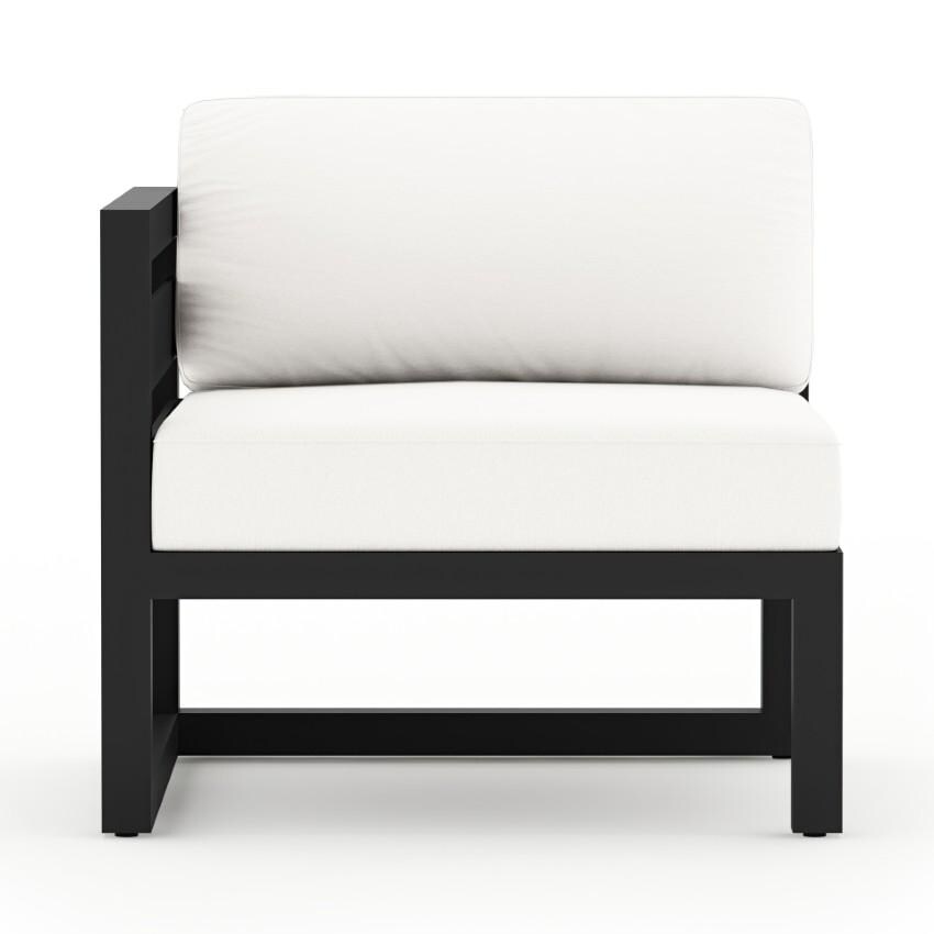 Lakeview Misty Cove 6 Pc Aluminum Sectional Set in Black w/Club Chair & Canvas Natural Cushions by Lakeview Outdoor Designs - Left Section - White Background thumbnail