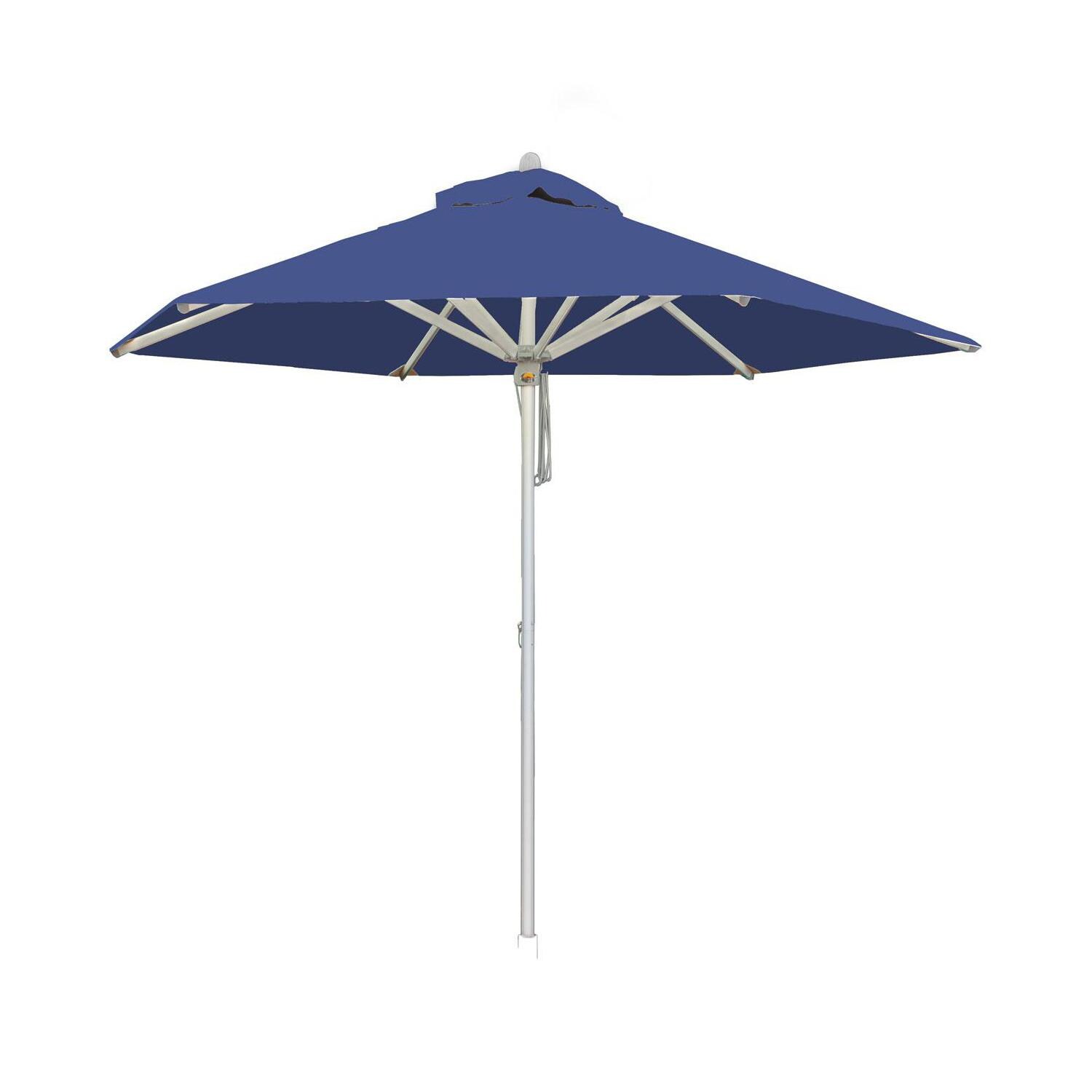 Bambrella 9 Ft. Hexagonal Aluminum Santa Ana Market Umbrella Set w/ Deck Plate Surface Mount in Ocean Blue - White Background thumbnail