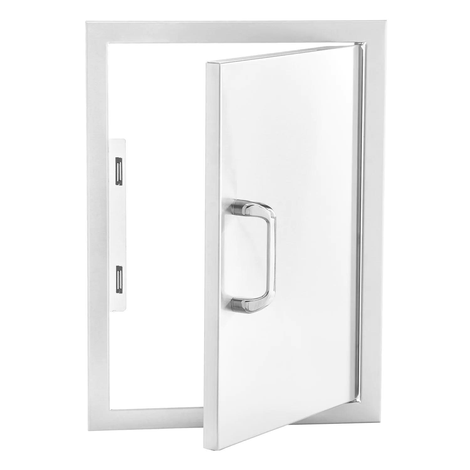 BBQGuys Signature 18-Inch Stainless Steel Reversible Single Access Door - Vertical - Door Open - White Background thumbnail