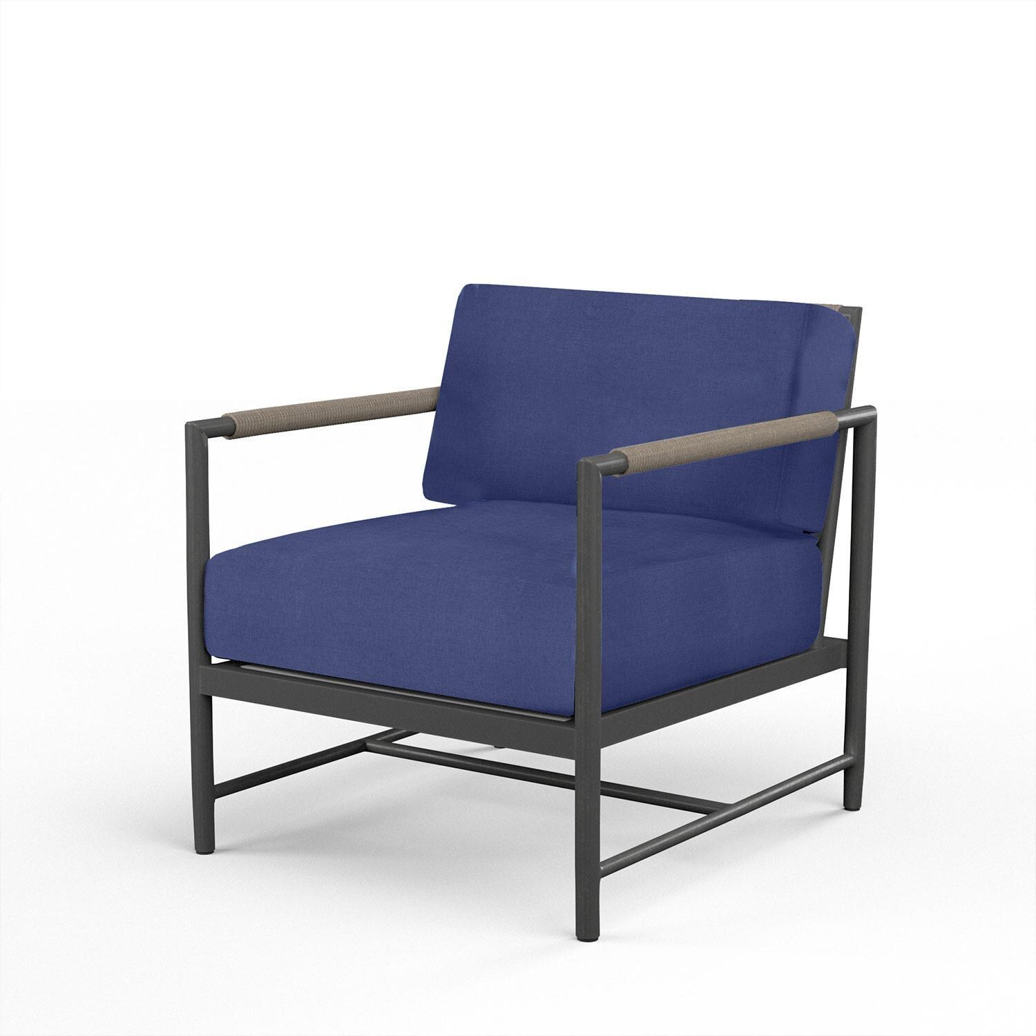 Pietra Rope & Aluminum Patio Club Chair in Echo Midnight w/ No Welt by Sunset West - Display - White Background thumbnail