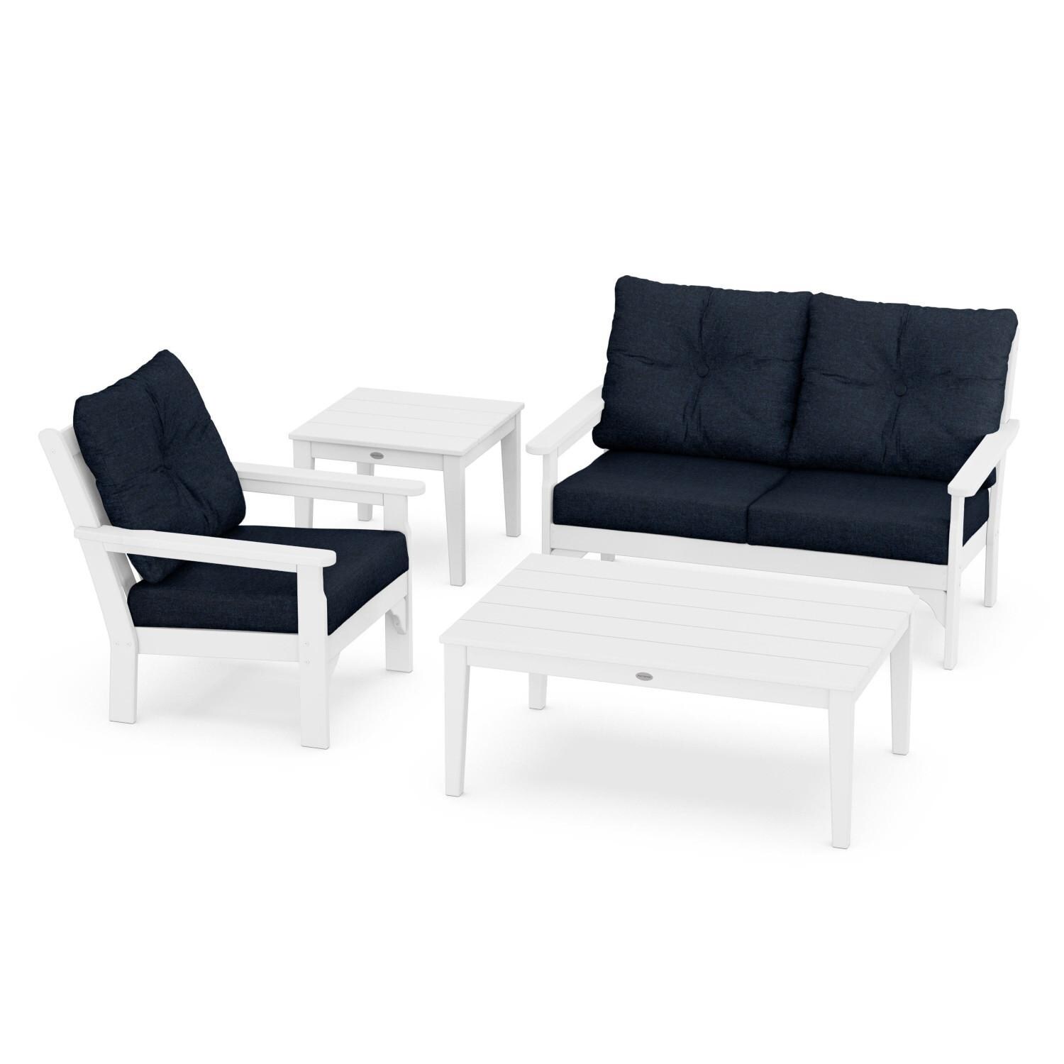 POLYWOOD Vineyard White & Marine Indigo 4-Piece Deep Seating Set thumbnail