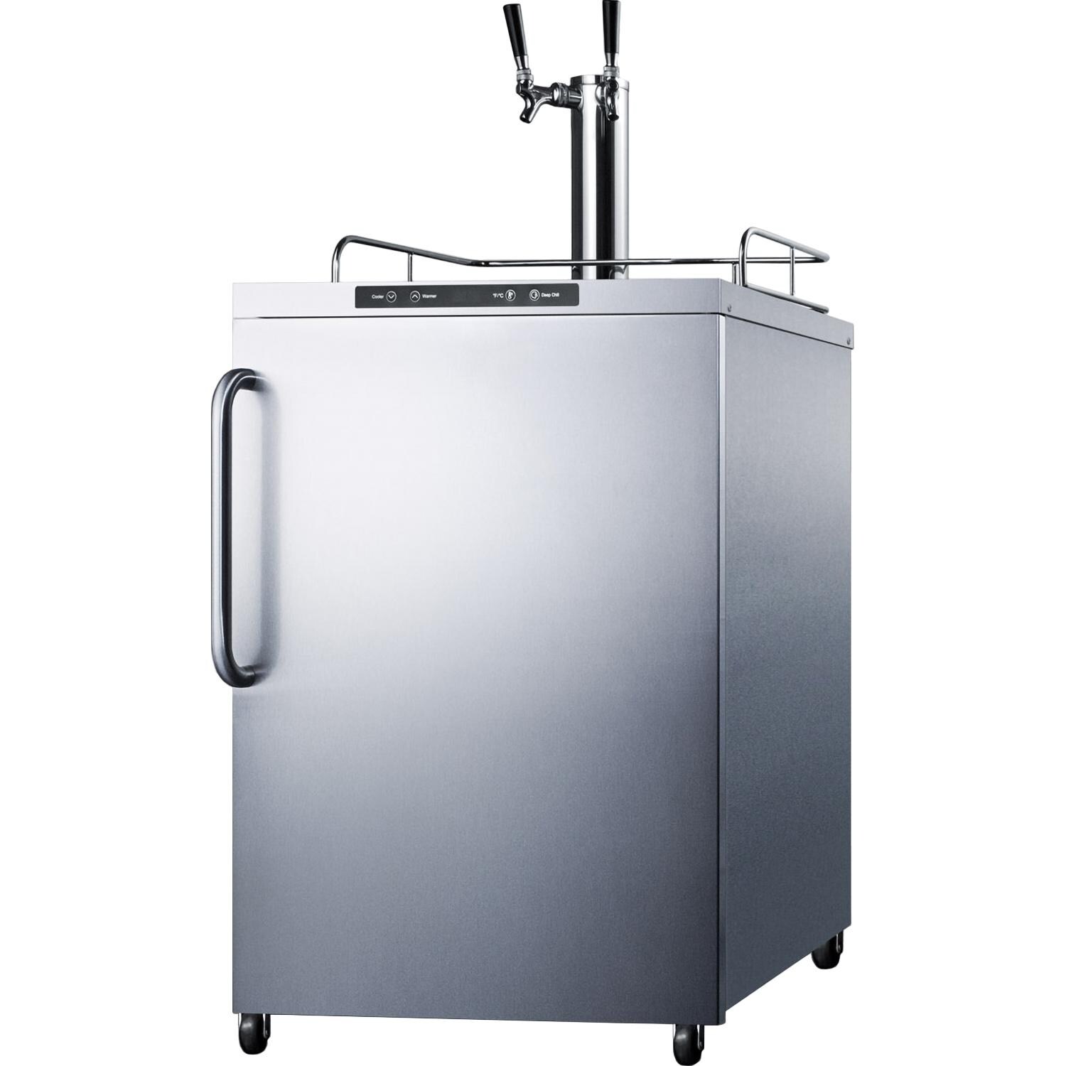 Summit Commercial 24-Inch 5.6 Cu. Ft. Outdoor Rated Double Tap Beer Dispenser / Kegerator - Angled View thumbnail