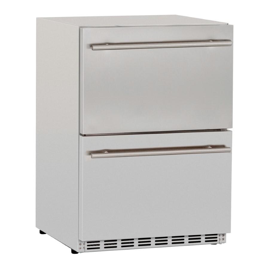 American Made Grills AMG-RFR-24DR2 5.3c Deluxe Outdoor Rated 2-Drawer Fridge - Closed Angled View thumbnail