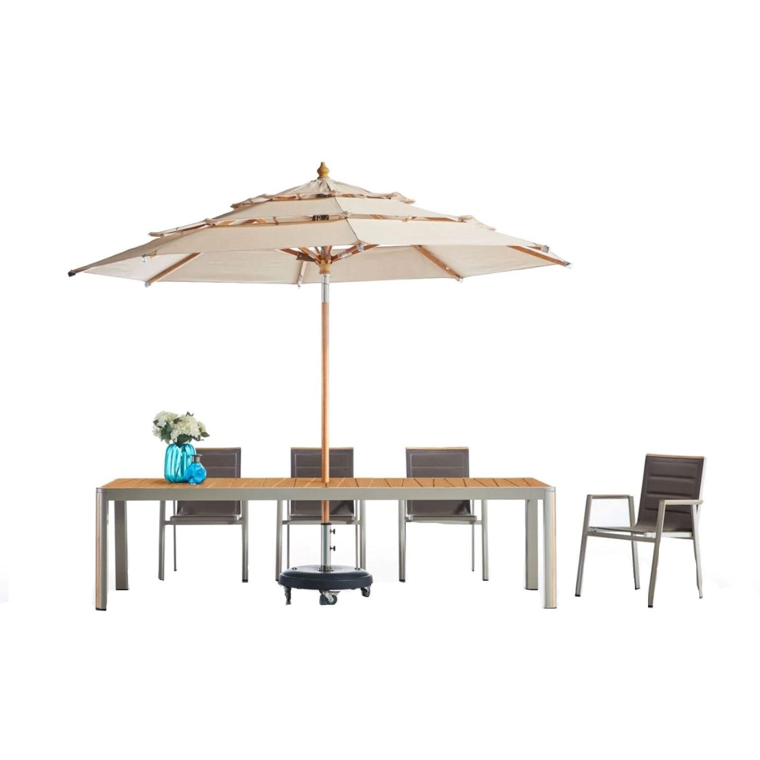HIGOLD 2031XLD/016/2038 GENEVA XL Outdoor Umbrella Dining Set - Nero - Displayed W/ Umbrella (Umbrella Not Included) thumbnail