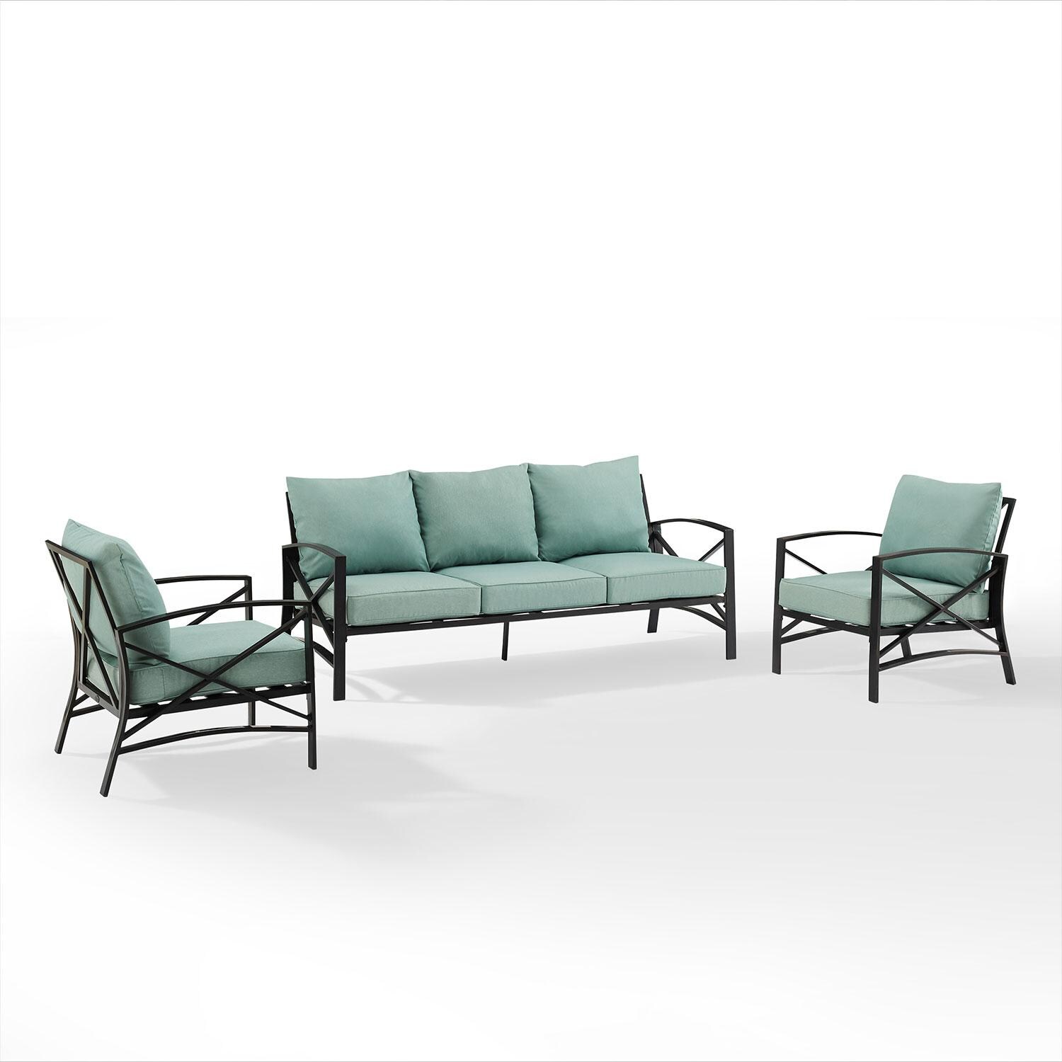 Ultimate Patio UP-82263BZ-MI 3Pc Outdoor Sofa Patio Furniture Set in Mist - Display - White Background thumbnail