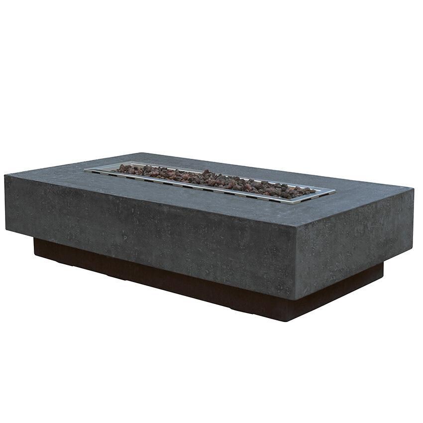 Elementi Hampton OFG139DG-NG 56-Inch Natural Gas Dark Gray Fire Pit Table - Uncovered and Unlit At Angle thumbnail