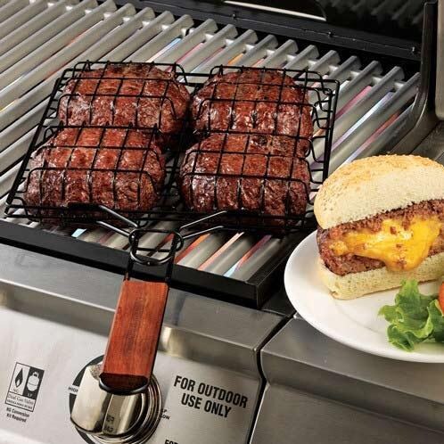StuffABurger NonStick Grilling Basket W/ Rosewood Handle BBQGuys