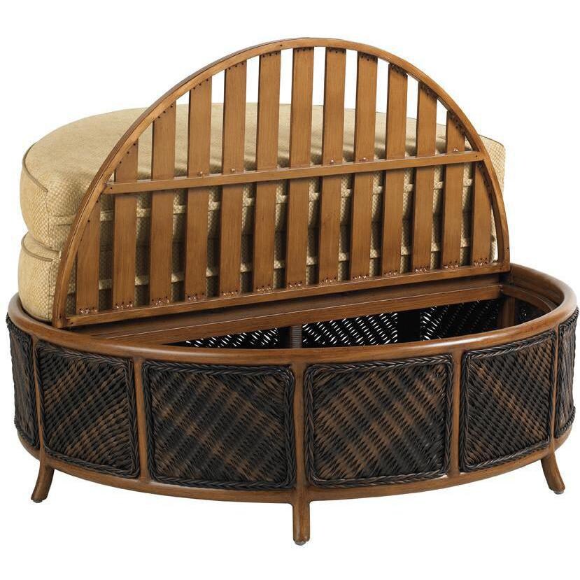 Tommy Bahama 3170-44ST Island Estate Lanai Wicker Patio Storage Ottoman - Side Open thumbnail