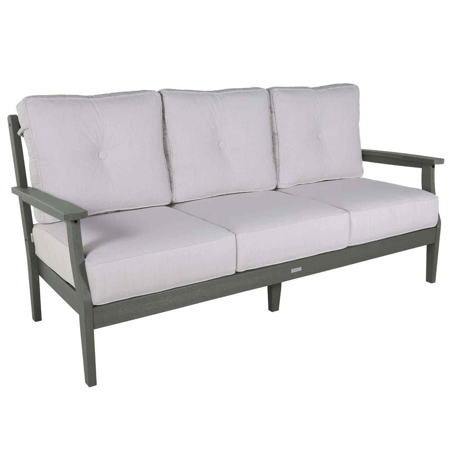 Blushing Bay 2 Pc Recycled Plastic Seating Set in Bliss Linen/Coastal Teak by Lakeview Outdoor Designs - Love Seat - White Background thumbnail