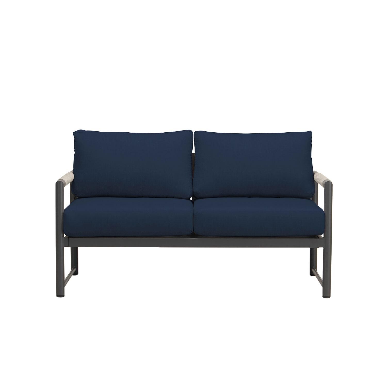 Avenue Bay 2 Person Aluminum Loveseat in Slate/Spectrum Indigo by Lakeview Outdoor Designs