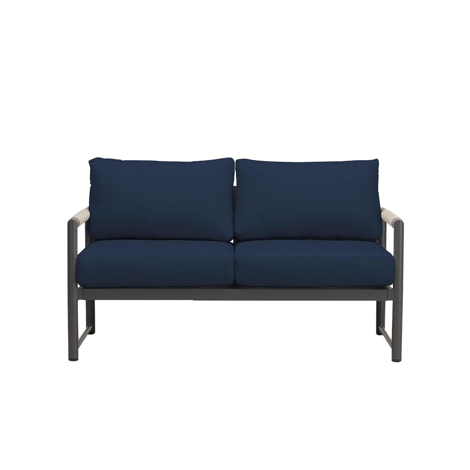 Avenue Bay 2 Person Aluminum Loveseat in Slate/Spectrum Indigo by Lakeview Outdoor Designs