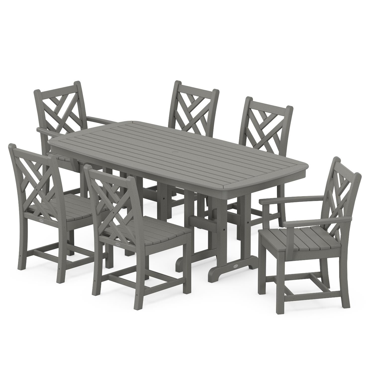 POLYWOOD Chippendale 7-Piece Dining Set - Slate Gray