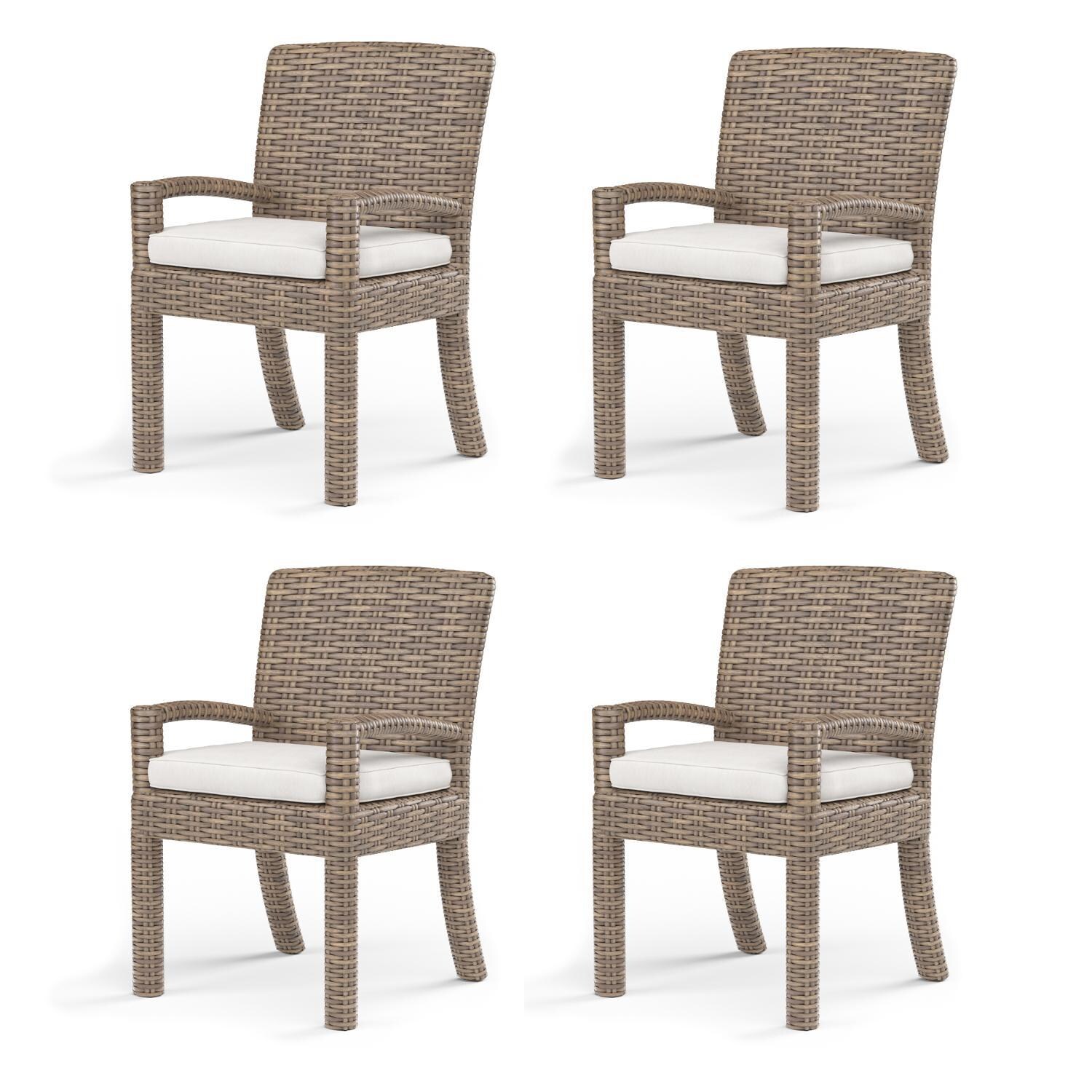 Sunset West - 1701-1-5492 (4) - Havana 4 Piece Resin Wicker Patio Dining Chair Set W/ Sunbrella Canvas Flax Cushions thumbnail