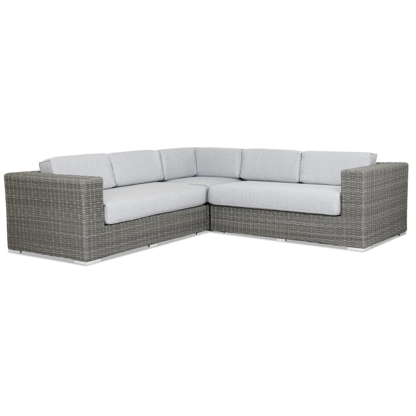 Emerald Ii 3 Piece Wicker Patio Sectional Set W Sunbrella Canvas Zoom In