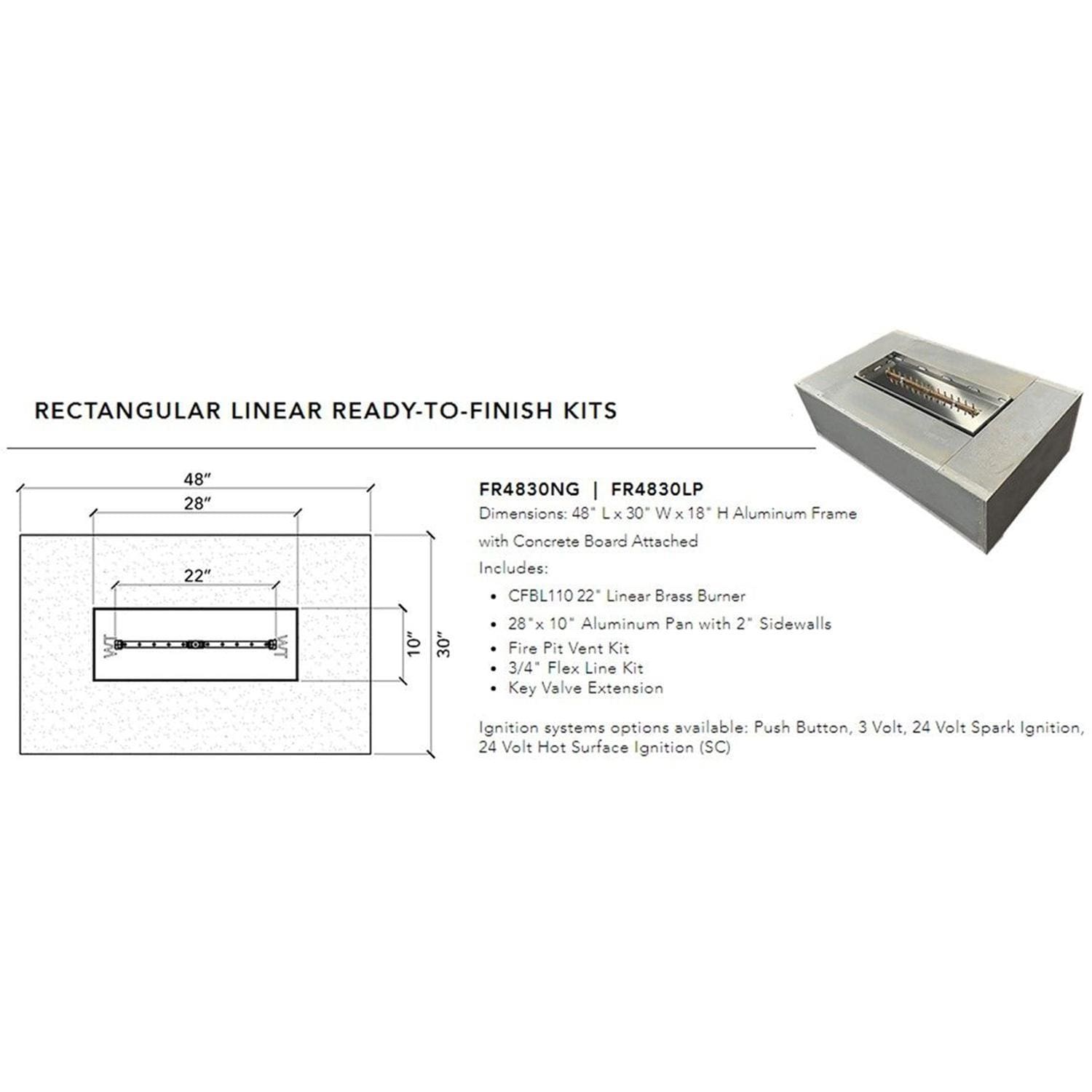 Warming Trends FR4830 Rectangle Linear 48 Inch x 30 Inch Natural Gas Ready To Finish Kit - Measurements thumbnail