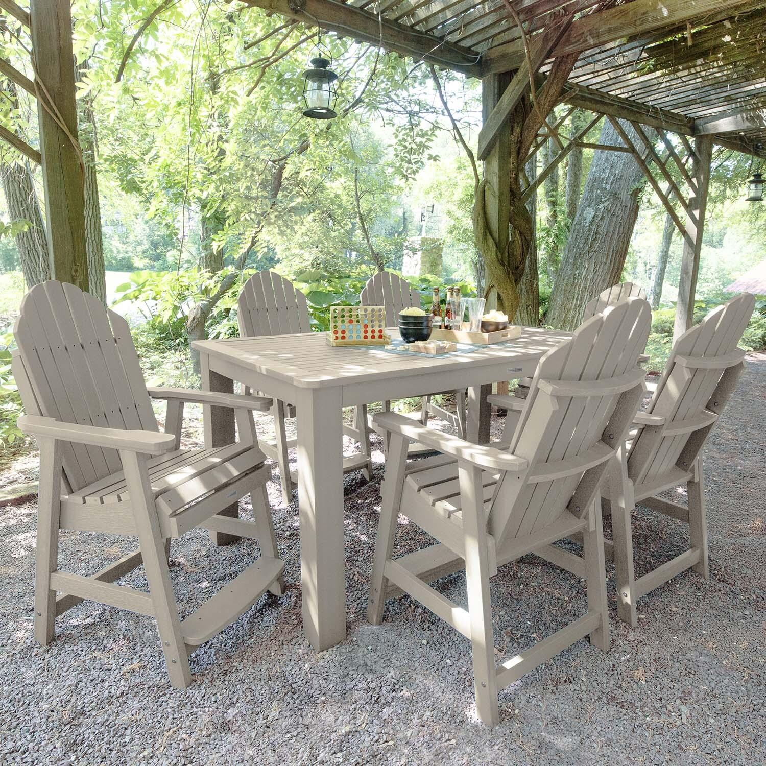 Dream Bay 7 Pc Recycled Plastic Rectangular Counter Height Dining Set in Whitewash by Lakeview Outdoor Designs