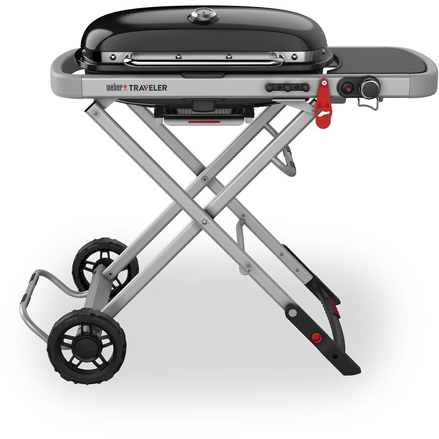 Weber Traveler 9010001 Portable Propane Gas Grill - Black - White Background thumbnail