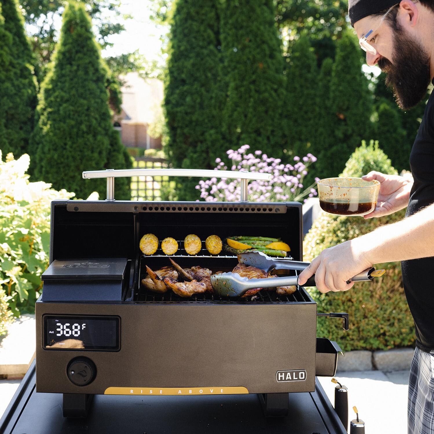 HALO HS-1005-ANA Prime300 Countertop Pellet Grill - Grilling in Spring - Lifestyle thumbnail